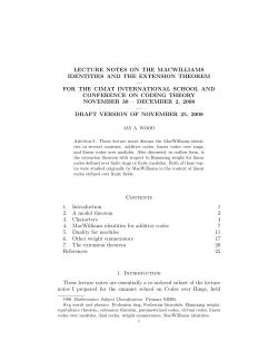 lecture notes on the macwilliams identities and the extension theorem