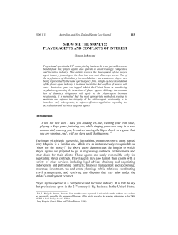 Johnson, Simon --- "Show Me the Money!!! Player Agents and