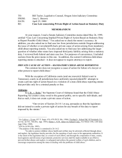 private cause of action&mdash;mandatory child abuse reporting