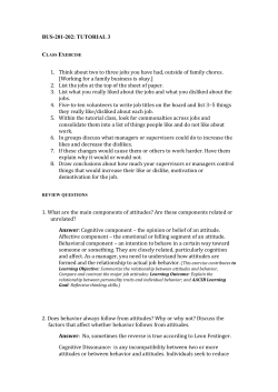 BUS-201-202: TUTORIAL 3 Class Exercise Think about two to three