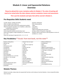 Module 3: Linear and Exponential Relations