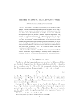 THE SIZE OF RANDOM FRAGMENTATION TREES 1. The problem