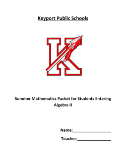 Reference Sheet Algebra II Summer Packet