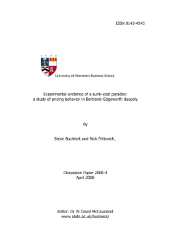 ISSN 0143-4543 Experimental evidence of a sunk&ndash;cost paradox: a