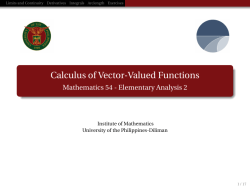 19 Calculus of Vector Valued Functions