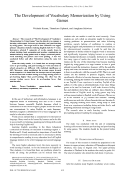The Development of Vocabulary Memorization by Using Games