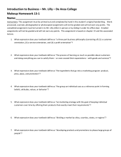 Mr. Lilly &ndash; De Anza College Makeup Homework 13