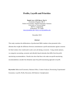 Profits, Layoffs and Priorities - The University of Texas at Dallas