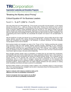 Breaking the Mystery about Pricing