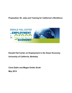 Proposition 39: Jobs and Training for California`s Workforce Donald