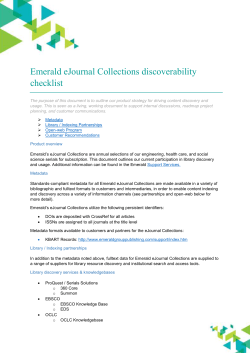 Journals discovery checklist