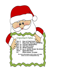 Important Dates... - Mokapu Elementary School