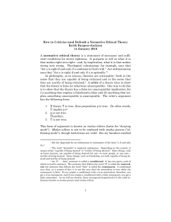 1 How to Criticize (and Defend) a Normative Ethical Theory Keith