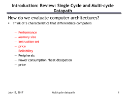 Review Single Cycle -and Multi Cycle Datapath