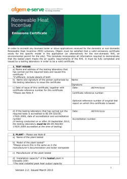 RHI Emissions Certificate