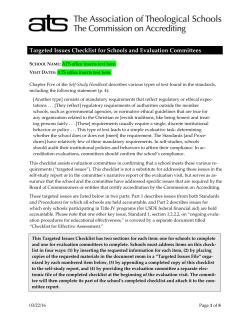 Targeted Issues Checklist for Schools and Evaluation Committees