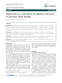 Depression as a risk factor for adverse outcomes in coronary heart