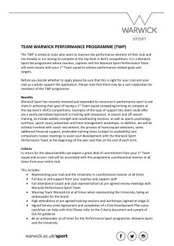 Application document - University of Warwick