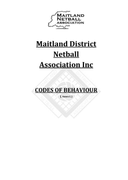 MDNA Inc - Code of Conduct Maitland District Netball Association