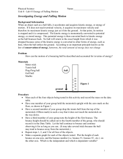 Investigating Energy and Falling Motion