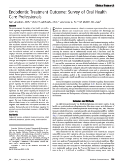 Endodontic Treatment Outcome: Survey of Oral Health