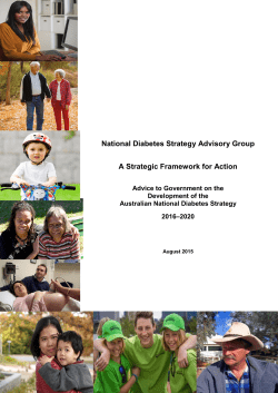 National Diabetes Strategy Advisory Group A Strategic Framework