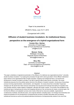 Diffusion of student business incubators: An institutional theory