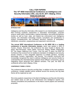 CALL FOR PAPERS The 15th IEEE International Conference on