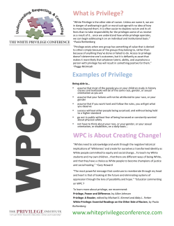 What is Privilege? - White Privilege Conference