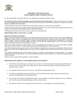 4district soccer league game forfeiture/no show policy