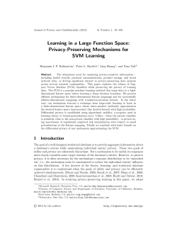 Privacy-Preserving Mechanisms for SVM Learning