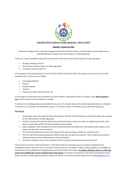 Evaluation form to play at an older age group