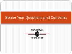 Senior Year Questions and Concerns
