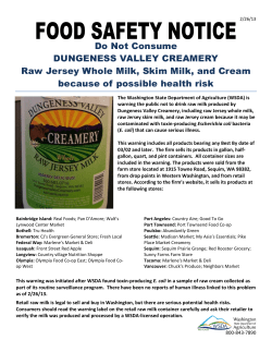 Do Not Consume DUNGENESS VALLEY CREAMERY Raw Jersey