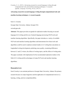 Crossley, S. A. (2013). Advancing research in second language