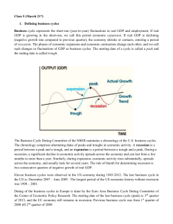 Class 5 (March 21st) Defining business cycles Business cycle