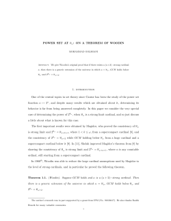 POWER SET AT &alefsym;&omega;: ON A THEOREM OF WOODIN 1 - Math