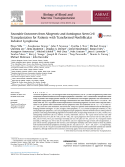 Favorable Outcomes from Allogeneic and Autologous Stem Cell