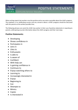 Appendix 14 &ndash; Positive Statements List