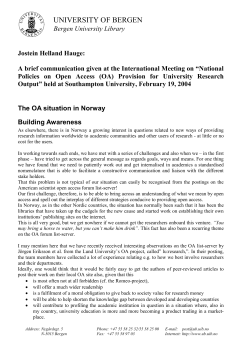The OA situation in Norway