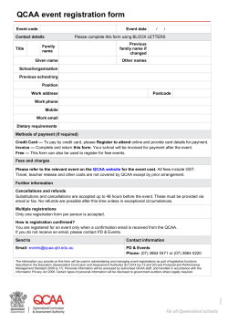 QCAA event registration form