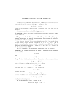 EUCLID`S DIVISION LEMMA AND G.C.D. Here I give proofs of