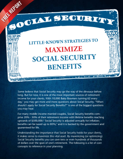 MaxiMize SociaL Security BenefitS