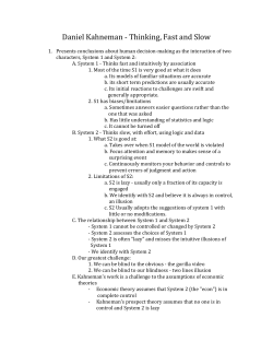 Daniel Kahneman &ndash; Thinking, Fast and Slow