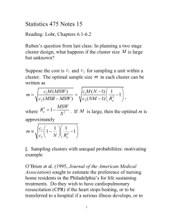 Statistics 475 Notes 10 - Wharton Statistics Department