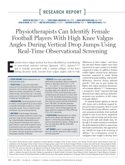 Physiotherapists Can Identify Female Football Players With High