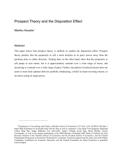 Prospect Theory and the Disposition Effect