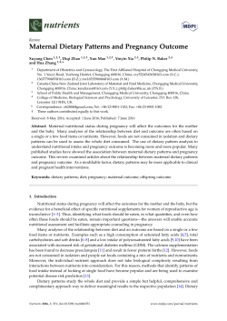 Maternal Dietary Patterns and Pregnancy Outcome