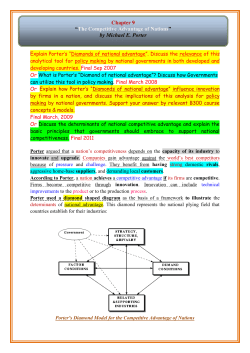 Chapter 9 “The Competitive Advantage of Nations” by Michael E. Porter