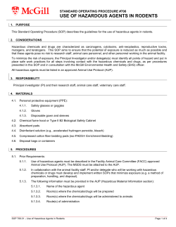 Use of Hazardous Agents in Rodents